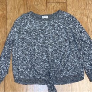 Grey marl tie front sweat shirt
